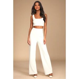 “Only Tonight Ivory Two-Piece Wide-Leg Jumpsuit” Lulus